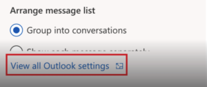 Quantium - View all Outlook settings